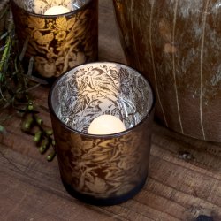 LED-fyrfadslys i glas med m�nster