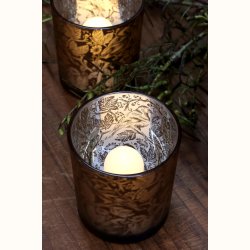 LED-fyrfadslys i dekoreret glas