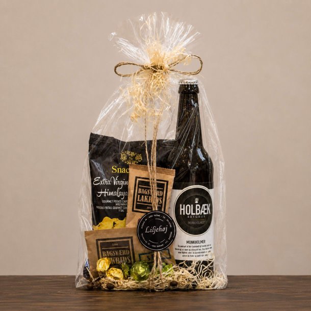 Gavepose med �l, chips, lakrids og chokolade fra Liljeh�j