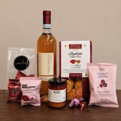 Gavepose 299 nr. 1 med ros�vin, pesto, Sfogliette, tr�fler og vingummi med chokolade fra Liljeh�j