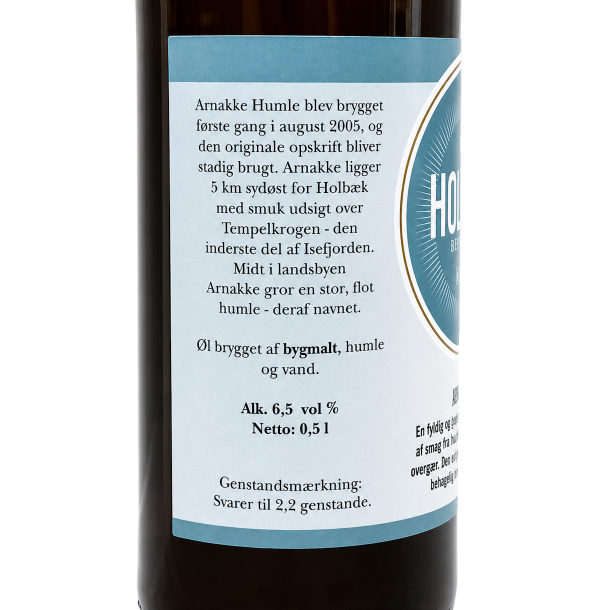 Holb�k Bryghus Arnakke Humle med historie om �llen samt brygget af vand, bygmalt og humle