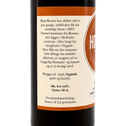 Holb�k Bryghus Bys� Brown med historie om �llen samt brygget af vand, bygmalt, spelt og humle