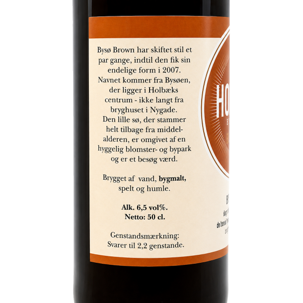 Holb�k Bryghus Bys� Brown med historie om �llen samt brygget af vand, bygmalt, spelt og humle