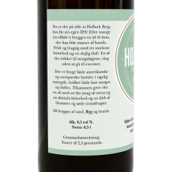 Holb�k Bryghus IPA med beskrivelse af �llets humler, citrusnoter og brygmetode