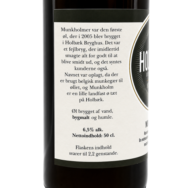 Holb�k Bryghus Munkholmer med historie om �llen samt brygget af vand, bygmalt og humle