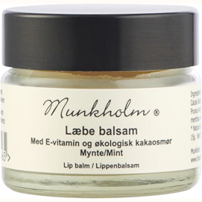 Munkholm L�bebalsam Mint med E-vitamin og �kologisk kakaosm�r i glaskrukke
