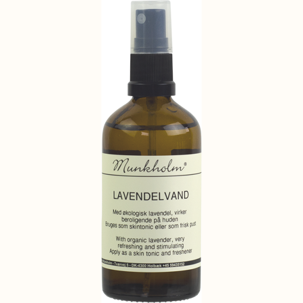 Munkholm Lavendelvand med �kologisk lavendel i brun glasflaske med spray