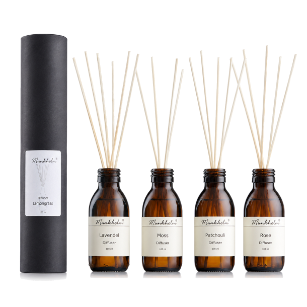 Munkholm diffuser med flere duftvarianter og duftpinde til hyggelig indretning