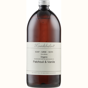 Munkholm h�nds�be genopfyldningsflaske 1 liter med Patchouli & Vanille og naturlige �teriske olier