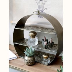 Rund v�ghylde i antique brass med blad-m�nster