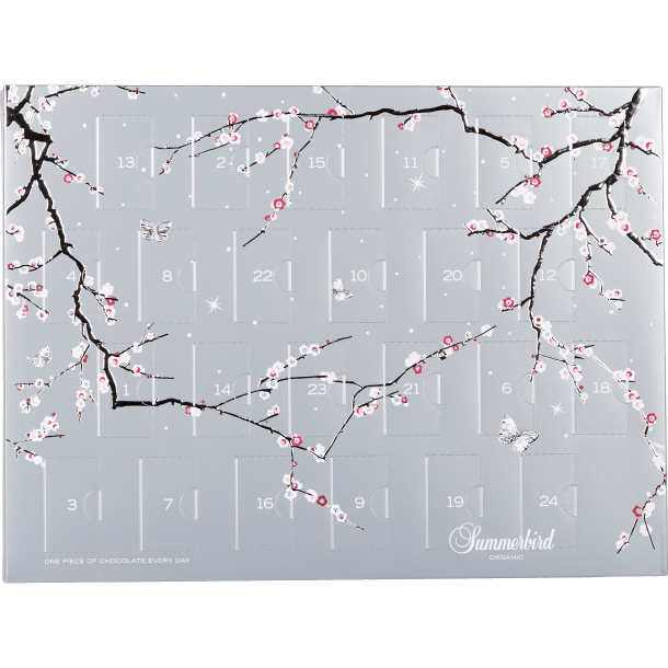 Summerbird Classic Christmas Calendar med s�lvmotiv, kirseb�rgrene og sommerfugle