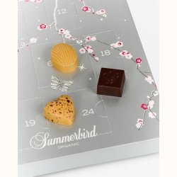 �kologiske chokoladebarer og fyldte chokolader fra Summerbird julekalender