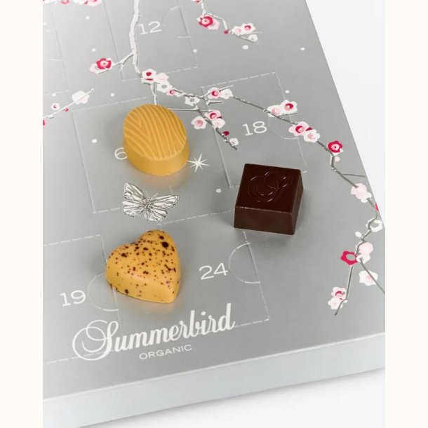 �kologiske chokoladebarer og fyldte chokolader fra Summerbird julekalender